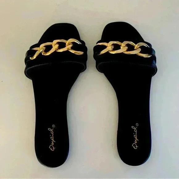 NWOT Black and gold Asos sandals - Size 6 - Picture 1 of 3